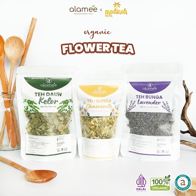 

ALAMEE Teh Hijau Green Tea 10gr Daun Jati Cina Chamomile Bunga Jasmine Flower Tea Premium Organik naturalsupply madinah