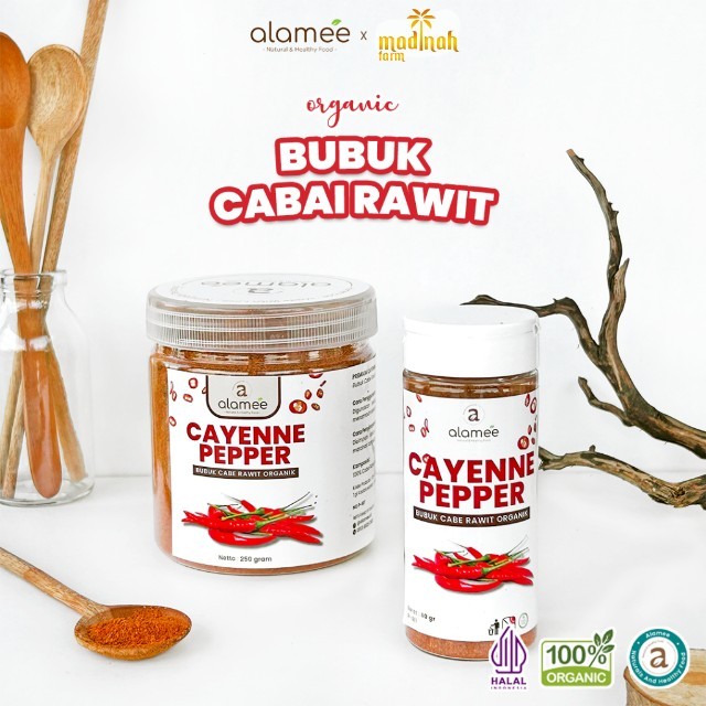 

ALAMEE Bubuk Cabe Rawit Cayenne Pepper Seasoning Powder Tanpa Campuran Bumbu Masakan Dapur 250gr madinah