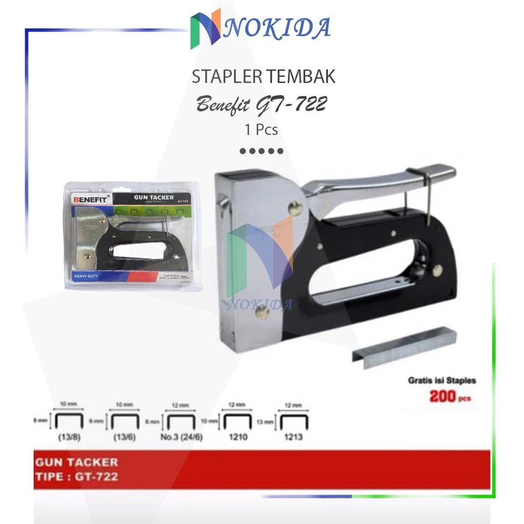 

Nokida Stapler Tembak GT-722 Benefit / Staples Jumbo Steples Besar GT722 / Gun Tacker GT 722