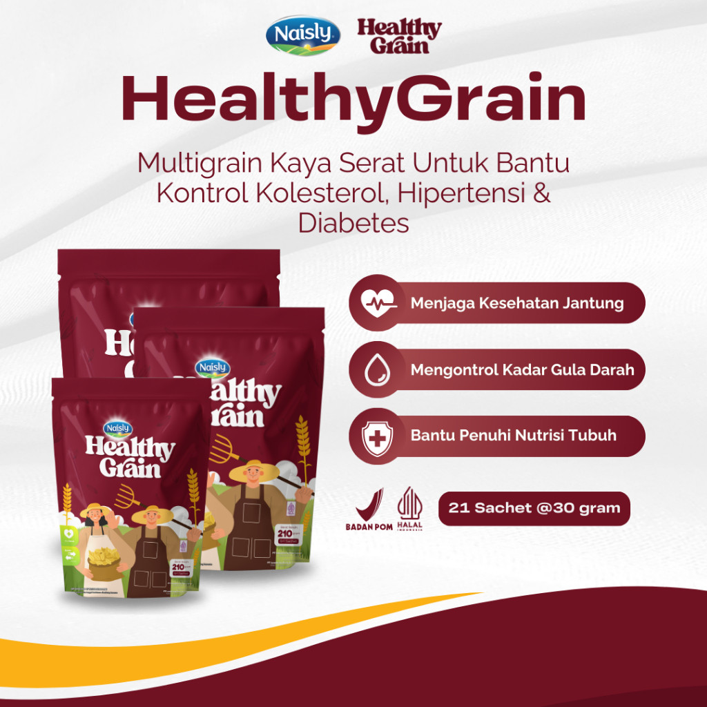 

HealthyGrain Multigrain Kaya Serat Untuk Kolesterol Jantung & Diabetes 3 Pouch