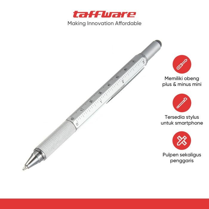 

Taffware Pena Multifungsi Plastik Stylus + Penggaris + Level + Obeng - 9625 - Silver
