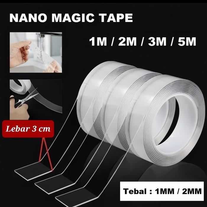 

Nano Double Tape Bening Transparan 1M 2M 3M 5M Lebar 3MM Tebal 2MM 1MM - 1 MM, 1 Meter