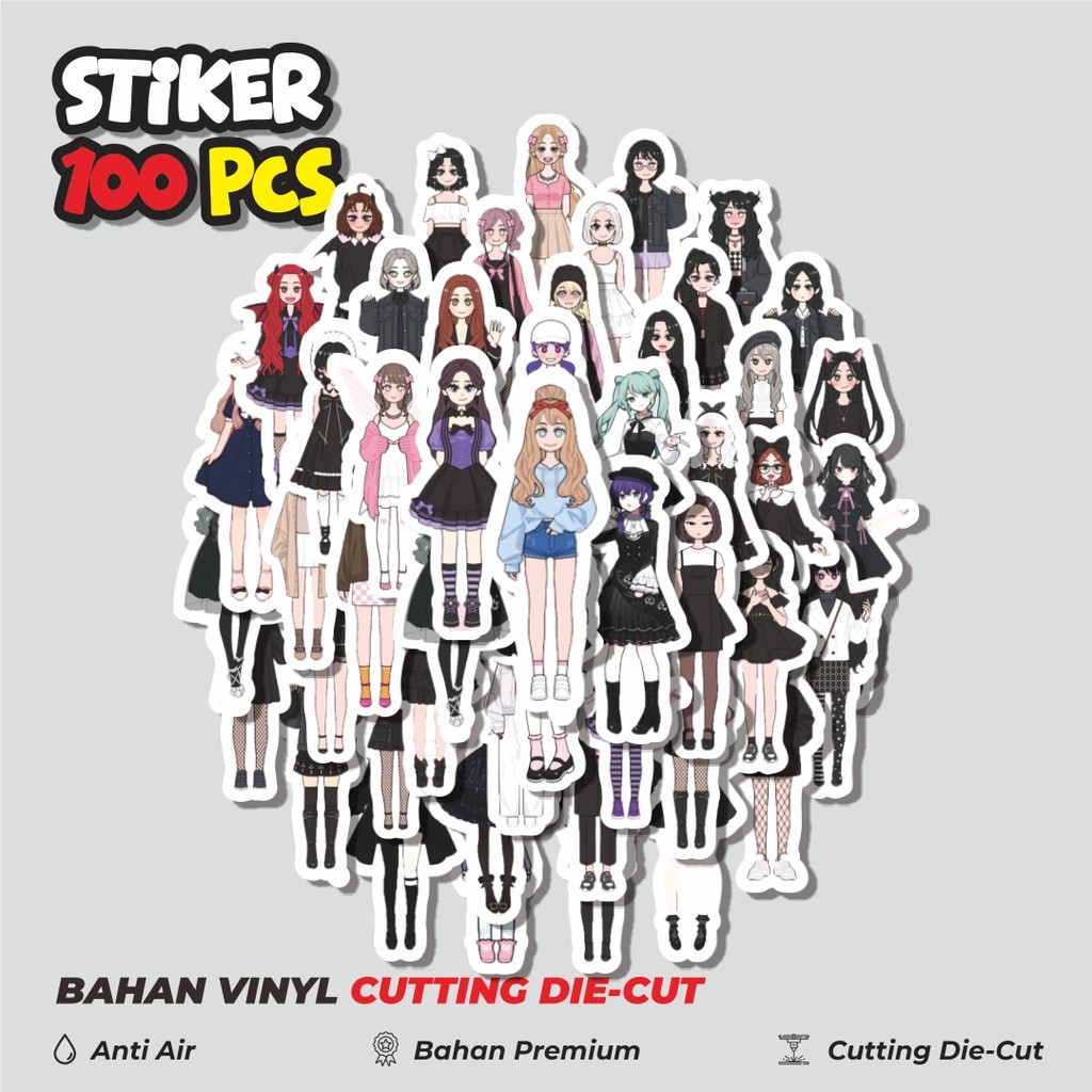 

Terbaru! 50 pcs Stiker Gadis Misterius Berpakaian Gelap Dekorasi Lucu Kreatif untuk Notebook, Skateboard, HP
