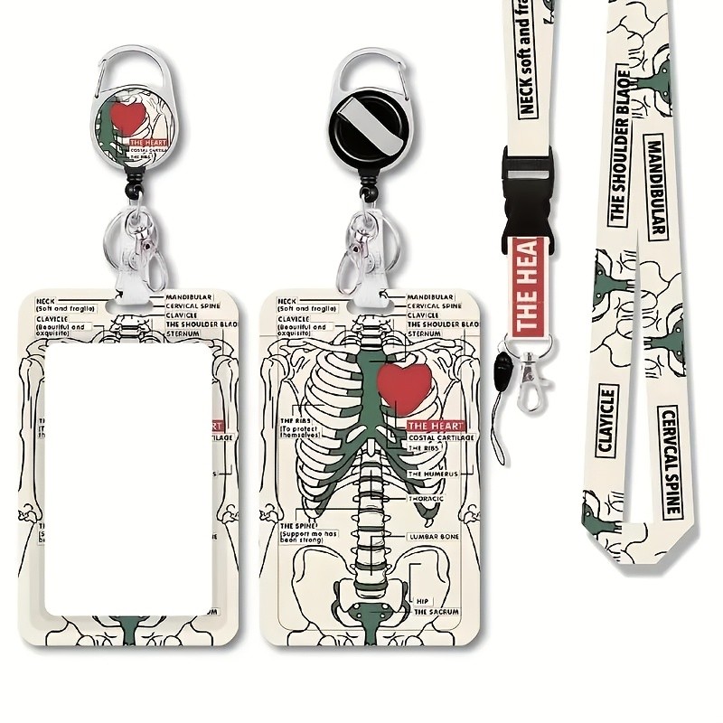 

Art of Love ABS Plastic ID Holder with Sling, Durable Card Holder - Bone Design with Heart Detail