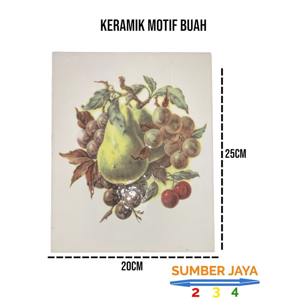 Keramik Lantai 20x25 motif lucu Buah-Buahan/ Keramik Dinding 20x25 Motif Lucu TERMURAH
