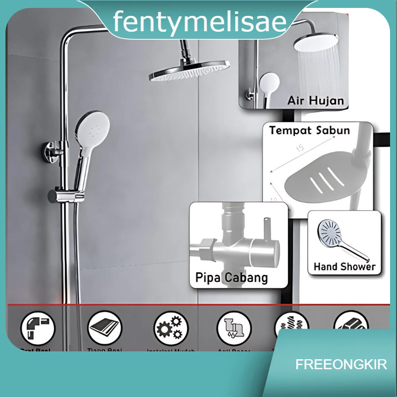 fentymelisae Shower mandi satu SET - Shower Silver - Shower Full Set - Shower Tiang Set Minimalis  -