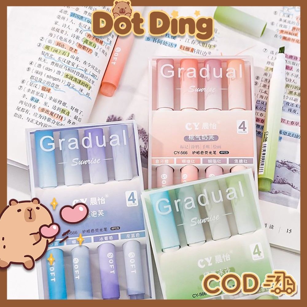 

[DOTDING] 1 SET ISI 4 HIGHLIGHTER WARNA PASTEL TERANG / 1 SET STABILO HIGHLIGHTER WARNA PASTEL TERANG H277
