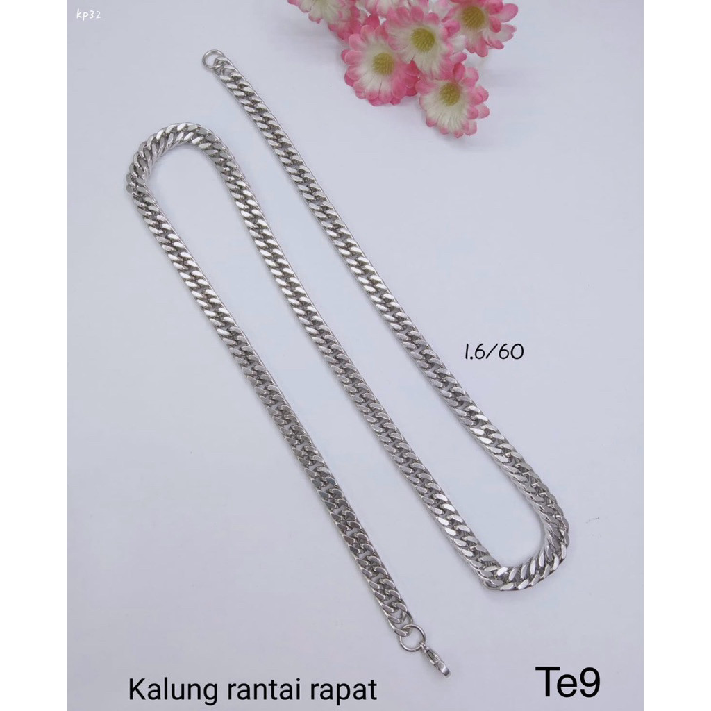 kalung titanium kalung rantai rapat / kalung padi titanium gold dan silver