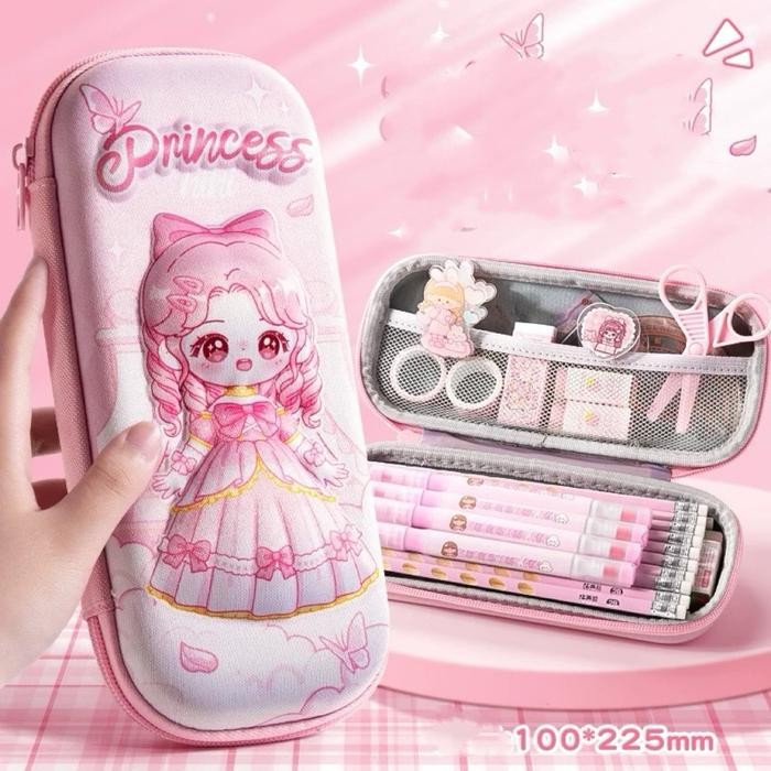 

Terlaris ~[BIG SALE] eva large case pencil box 3d kotak pensil besar capybara unicorn stationary case - Princess big