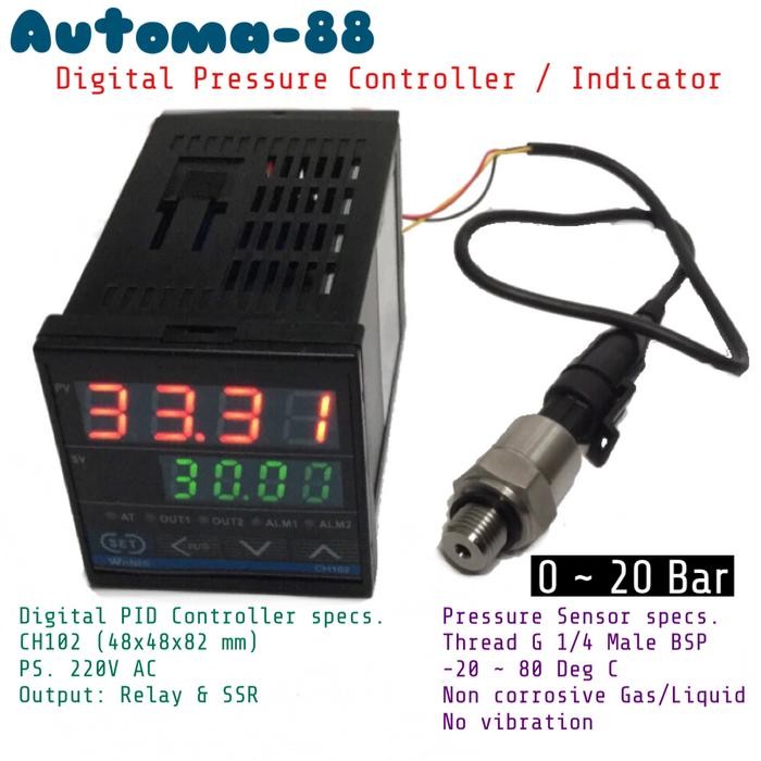 LT68 - Digital Pressure Controller 0-20Bar include Sensor 20 Bar 2MPa - 0 ~ 20 Bar