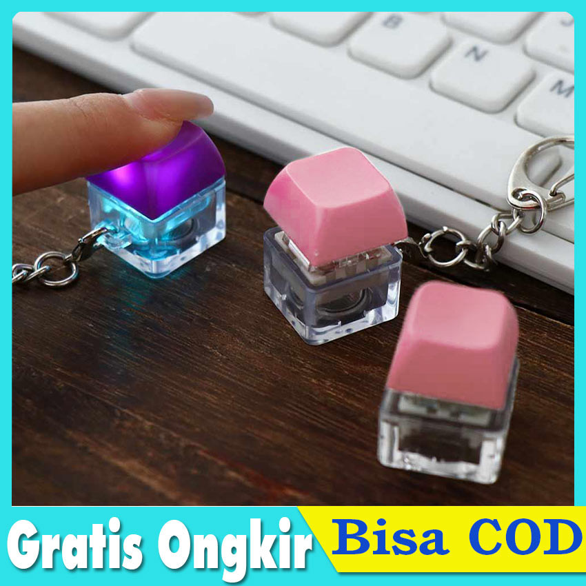 Gantungan Kunci Fidget Tombol Mekanik - LED RGB Anti Stres, Alat Relaksasi ASMR, Switch Keycap untuk