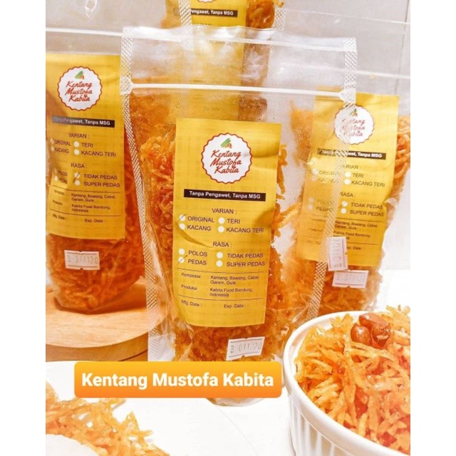 

Kering Kentang Mustofa Kabita 250 gram - Cemilan Krispi Tanpa MSG Premium Pedas Manis Renyah Kriuk