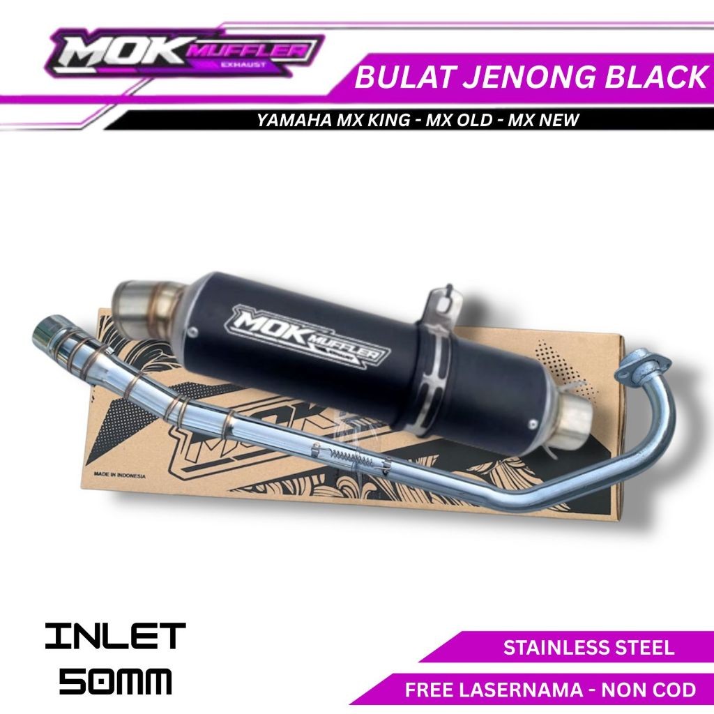 Knalpot Racing Yamaha MX King - Mx Old - Mx New Fullsystem Type Bulat Jenong Black