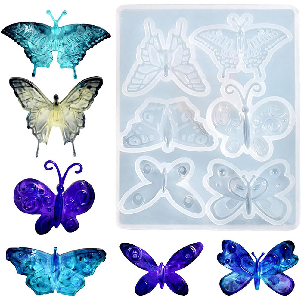 

Butterfly Silicone Pendant Mold DIY 6 Styles Butterfly Keychain Earring Brooch Necklace Jewelry Crafts Making Epoxy Resin Mould