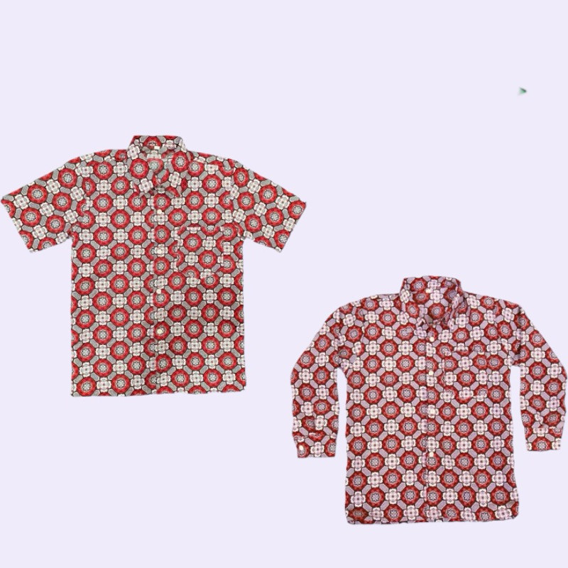 Batik Sekolah Sd Negeri kelas 1- 6 Motif merah bunga matahari baju seragam sekolah kemeja anak laki 