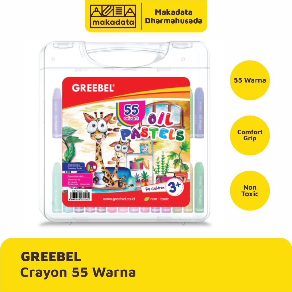 Crayon | Krayon | Oil Pastel Greebel Isi 55 Warna
