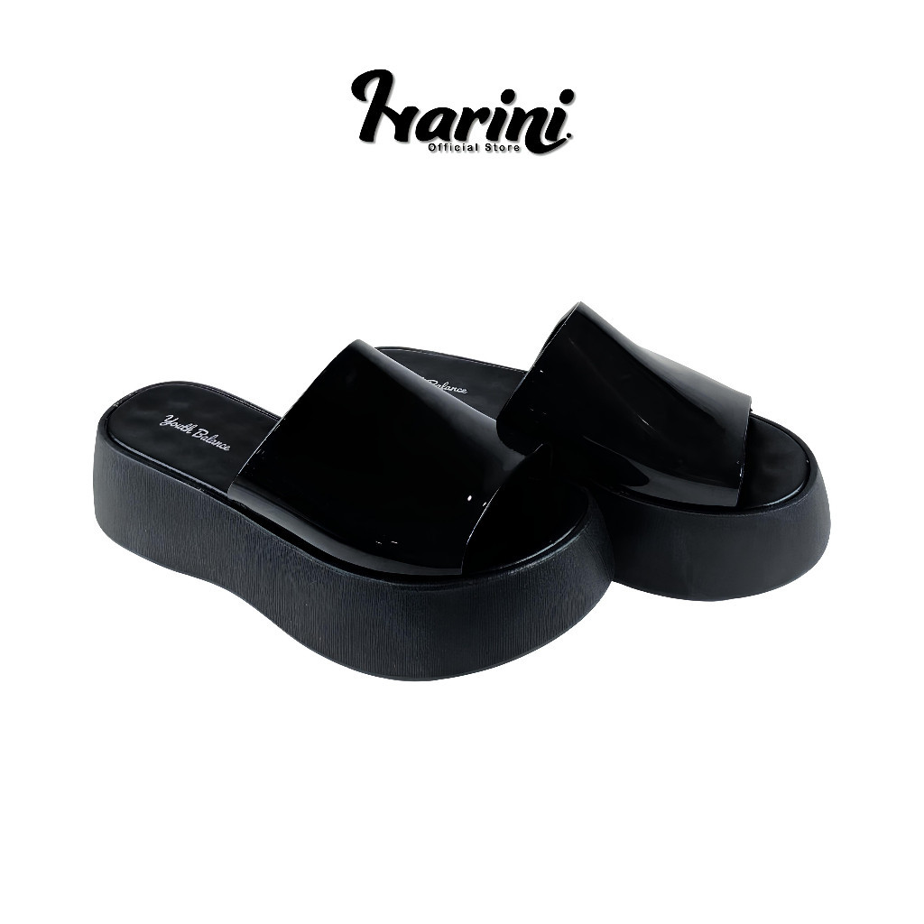 Sandal Slop Wedges Wanita Balance Import Sendal Empuk Karet Jelly Bahan Karet Jelly Empuk 1758-B1