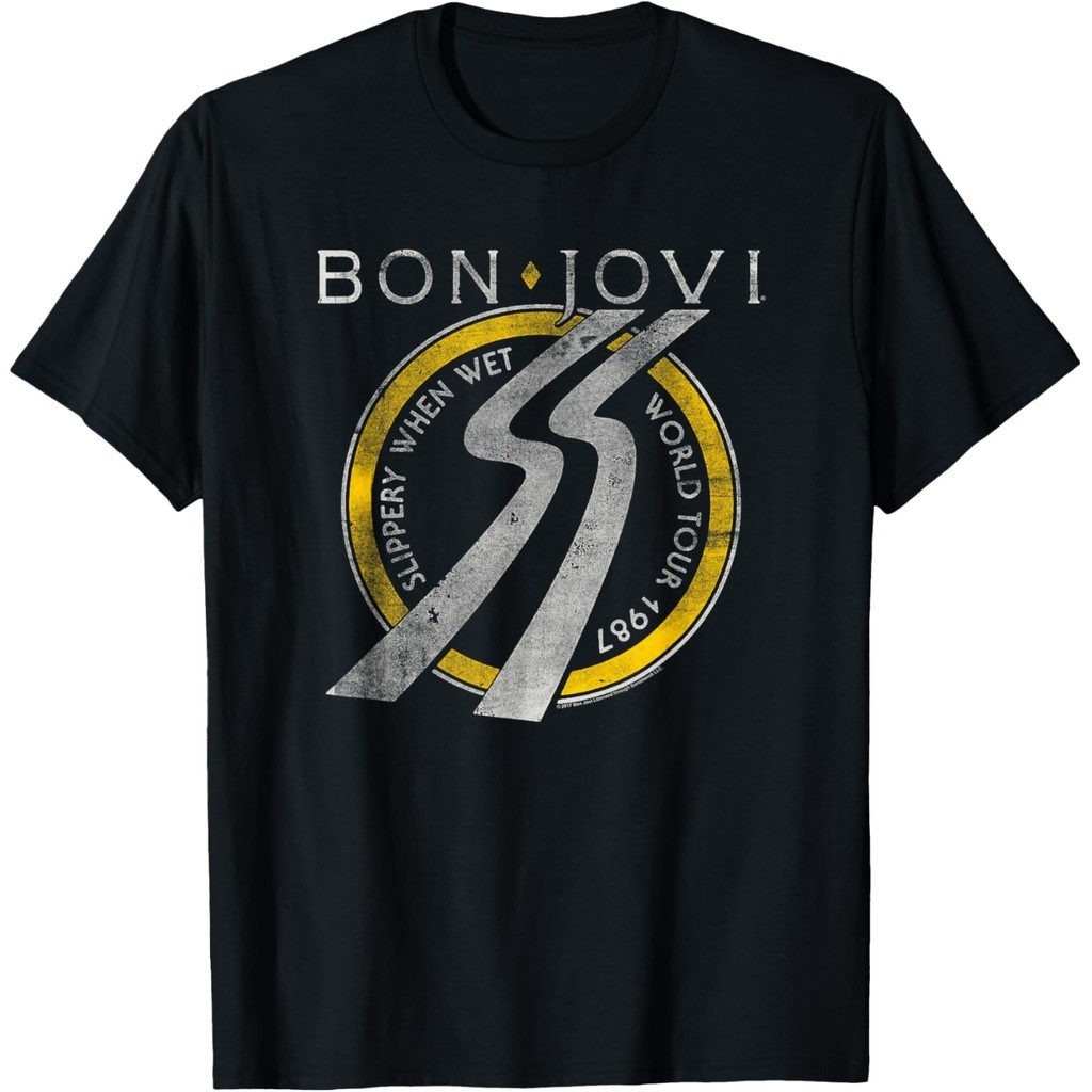 Baju Kaos  Bon Jovi Slippery When Wet World Tour T-Shirt