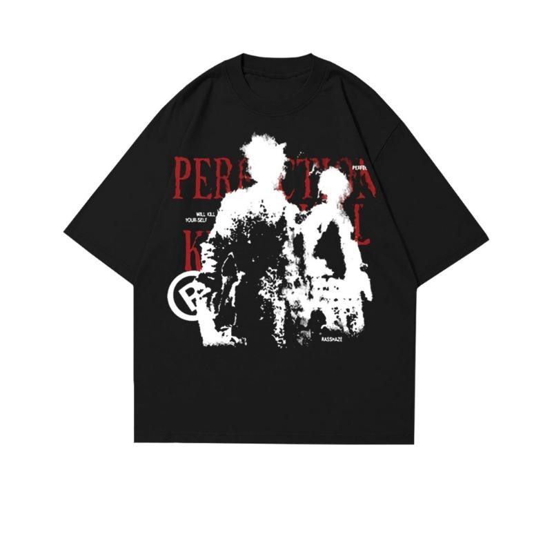 T-shirt distro untuk pria dan wanita T-shirt streetwear dewasa T-shirt keren-A02B Pola cetak vintage