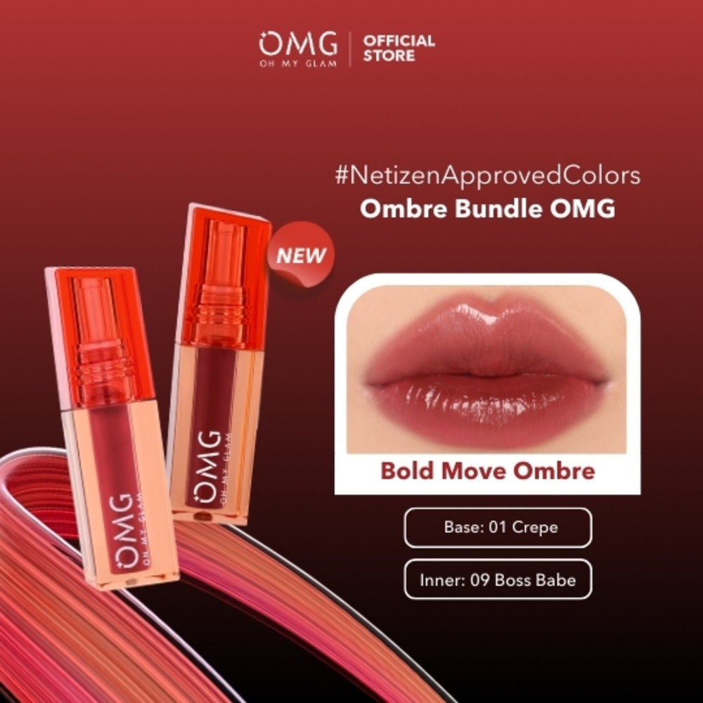 [NEW SHADE] Paket Ombre Glassy Lip Tint 2g - Lip Tint Warna Intense Tahan 12 Jam, Skincare Infused