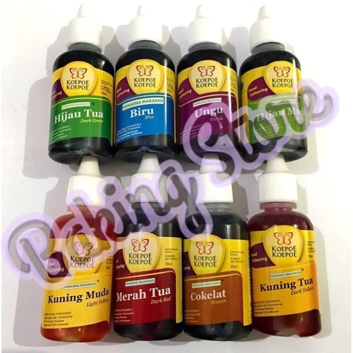 

Pewarna Makanan Koepoe Koepoe 30cc Kuning/Hijau/Biru/Merah/Cokelat