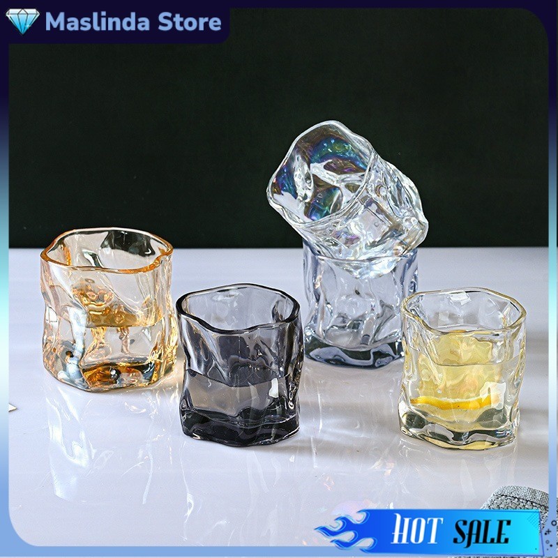 Gelas Kaca Kristal Cantik Aesthetic Ala Korea Japanese Yamazaki Style Rock Glass / Cangkir Kopi Susu