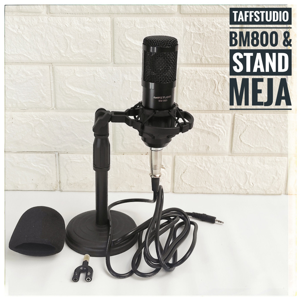 TaffSTUDIO Mic BM800 Mikropon BM 800 Microphone + Stand Mic Meja