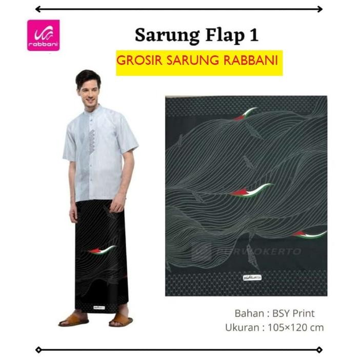 Rabbani Sarung Palestine Flap 1 Hitam Motif Palestina Terbaru - Flap 1 Hitam