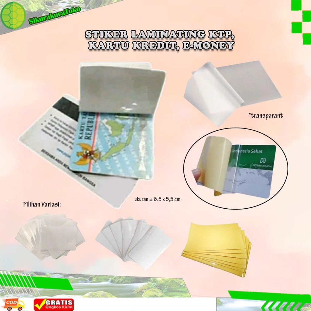 

Stiker Anti Gores Laminating Polos Glossy KTP SIM Kartu Kredit Credit Card ATM Lem Praktis Bisa pasang sendiri