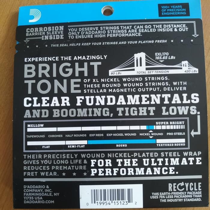 Promo SENAR BASS GITAR D'ADDARIO EXL170 45/100 ORIGINAL/DADARIO EXL 170 Terlaris