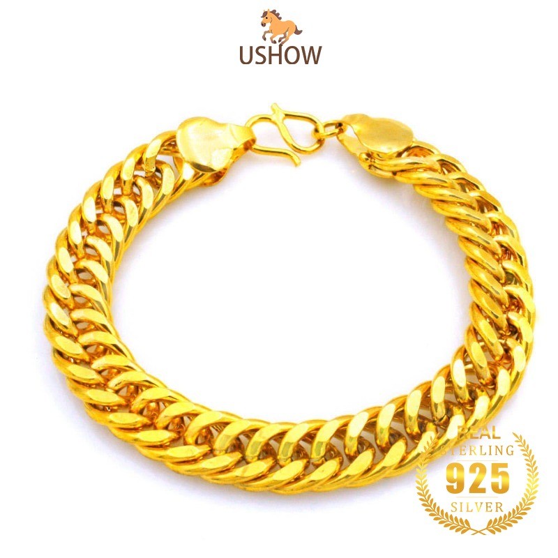 USHOW Gelang Fashion Pria Emas 18k Yang Berani