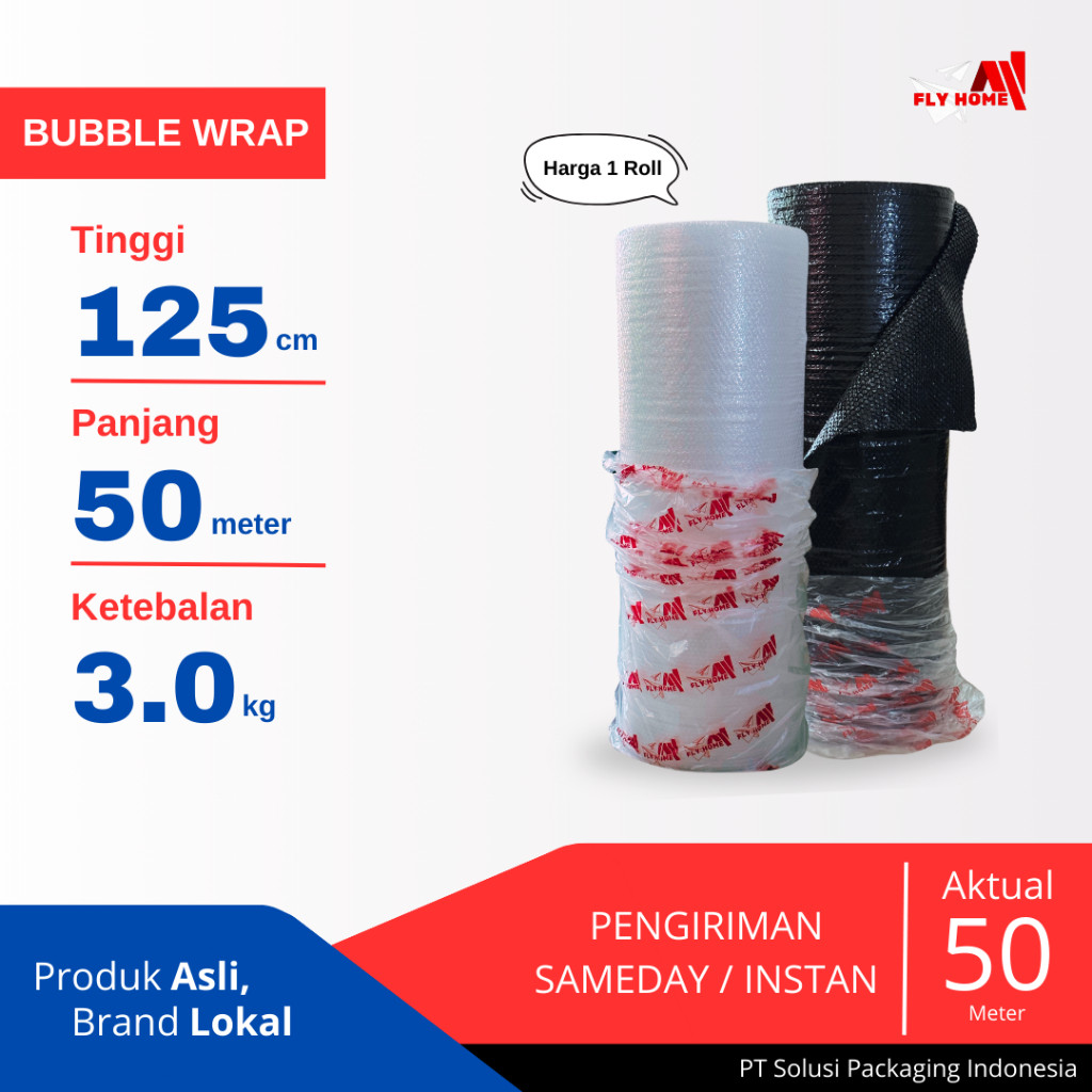 

KAYDEN STORE FLYHOME Bubble wrap hitam putih 3kg Plastik Bubblewrap 1 Rol top quality