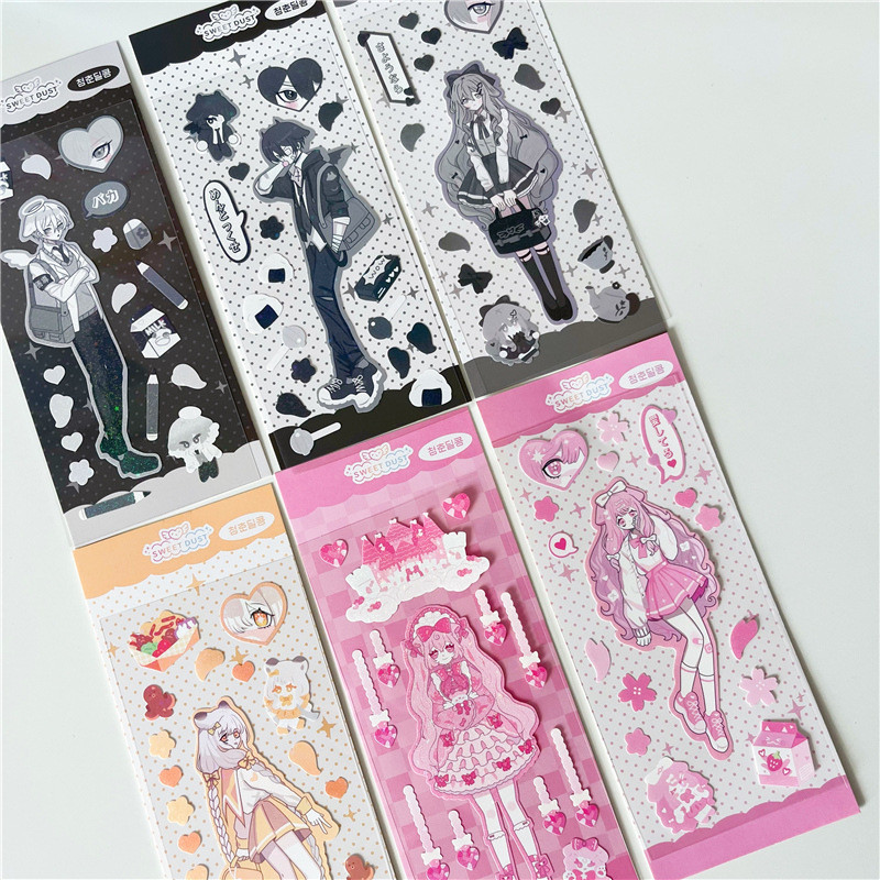 

Korean Ins Cute Comics School Girl Boy Stickers Diary Scrapbooking DIY Album Decoration Sticker Personalized Kawaii Stationery