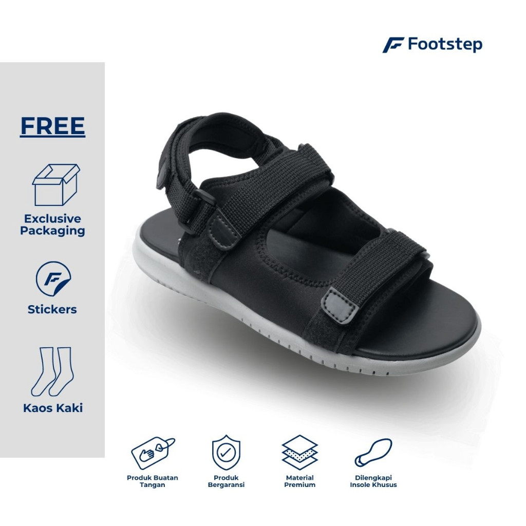 Sandal Outdoor Pria Footstep Footwear - Sandal Bionic Black