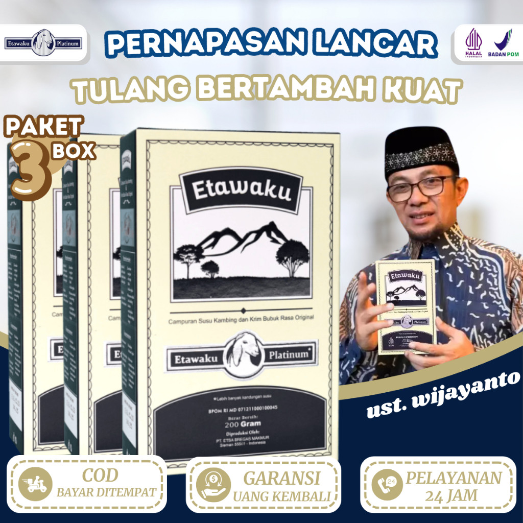 

ETAWAKU PLATINUM 100% ORIGINAL PAKET 3 BOX - Susu Etawa Untuk Tulang dan Pernapasan