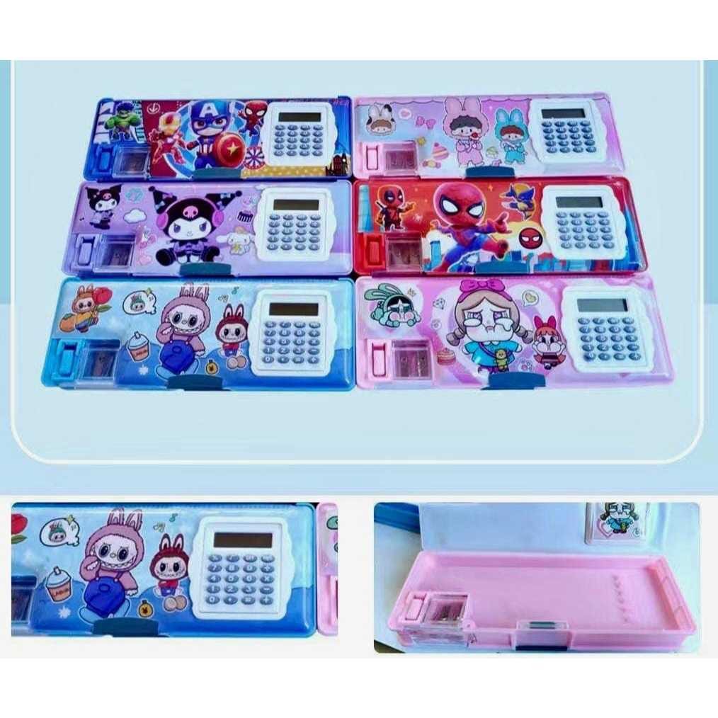 

*SDA* KOTAK PENSIL ADA KALKULATOR / TEPAK DUA SISI / TEMPAT PENSIL MAGNET