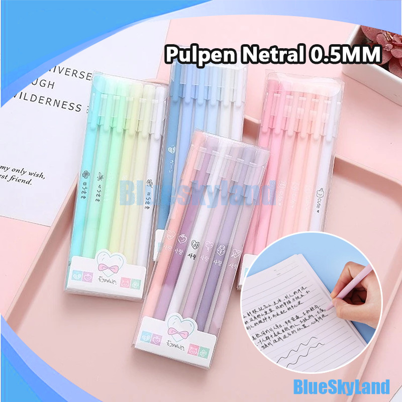 

( 6 Pcs ) Pulpen Gel 0.5mm Morandi 1 Pack Isi 6 Pcs Tinta Hitam / Bulpen / Bolpen Warna Macaron