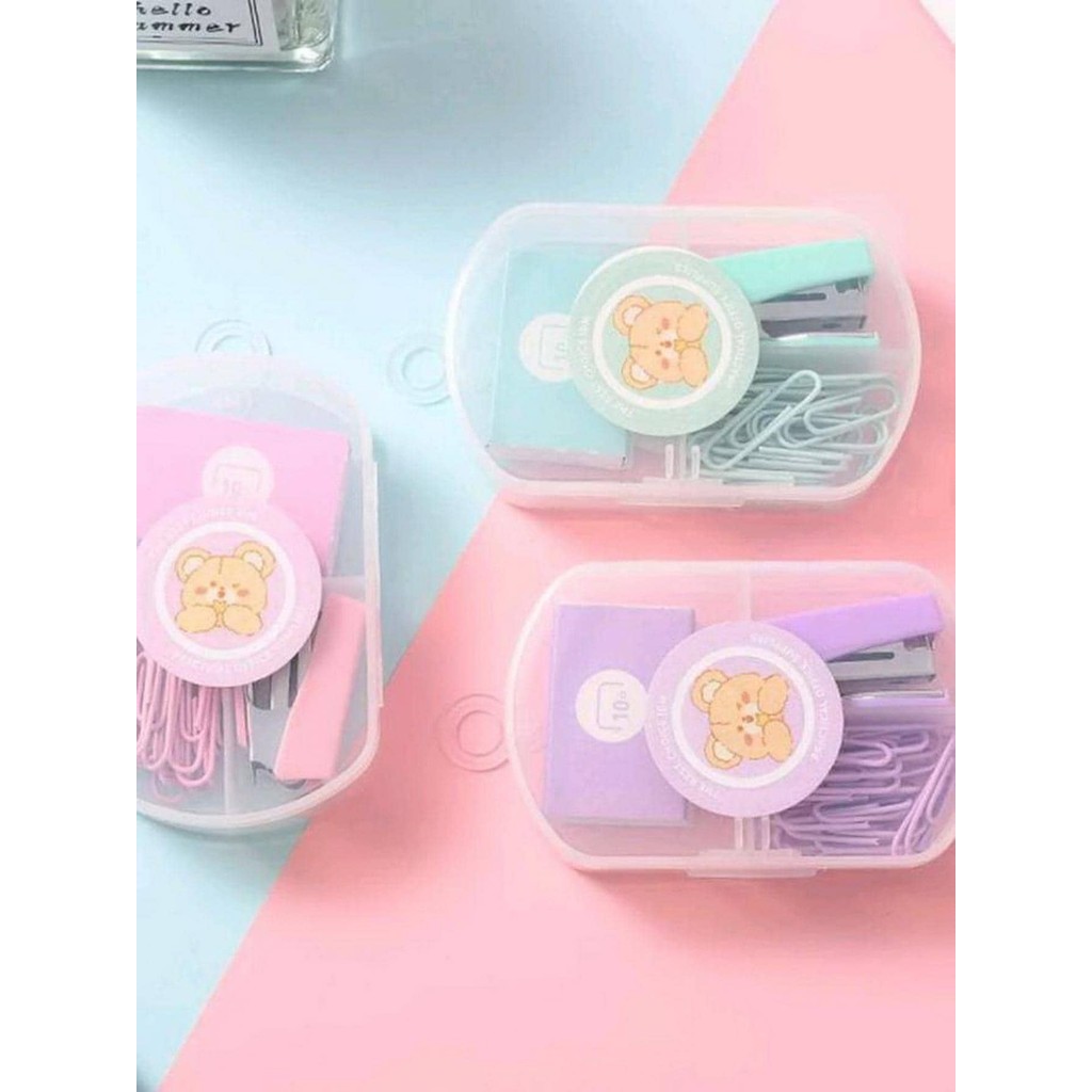 

3 Colors Optional, 1pc Macaron Color Mini Stapler Suit, Stationery Combination Suit, Cute Stapler, Pportable Small Size Stapler