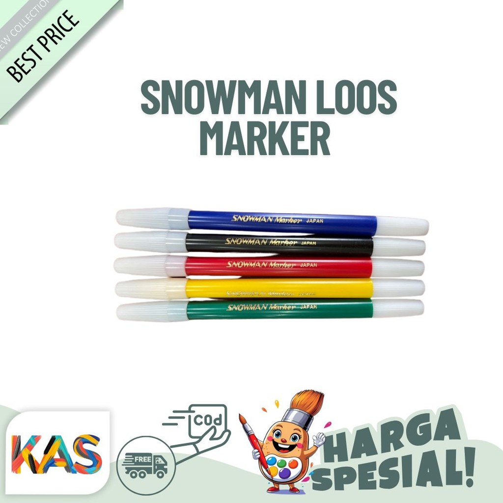 

Spidol Kecil Snowman Loos Marker Pencil Varian HItam Biru Hijau Merah