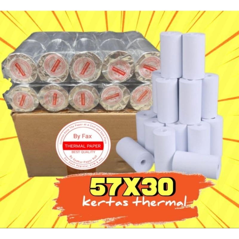 

KAYDEN STORE Kertas kasir thermal murah 58/57x30 paket 100 Roll(1 Dus)