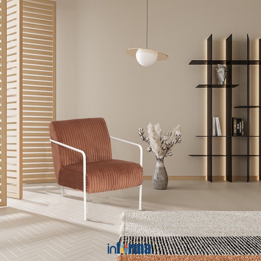 Informa Ferrara Sofia Sofa Fabric 1 Seater - Cokelat Karamel Floor Folding Chair Tempat Duduk Santai