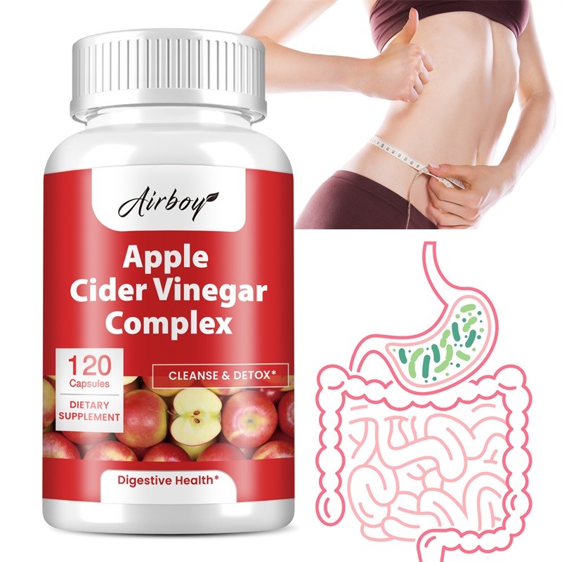 Kapsul Apple Cider Vinegar & Cayenne Pepper Complex - untuk Dukung Kesehatan Pencernaan, dengan Enzi