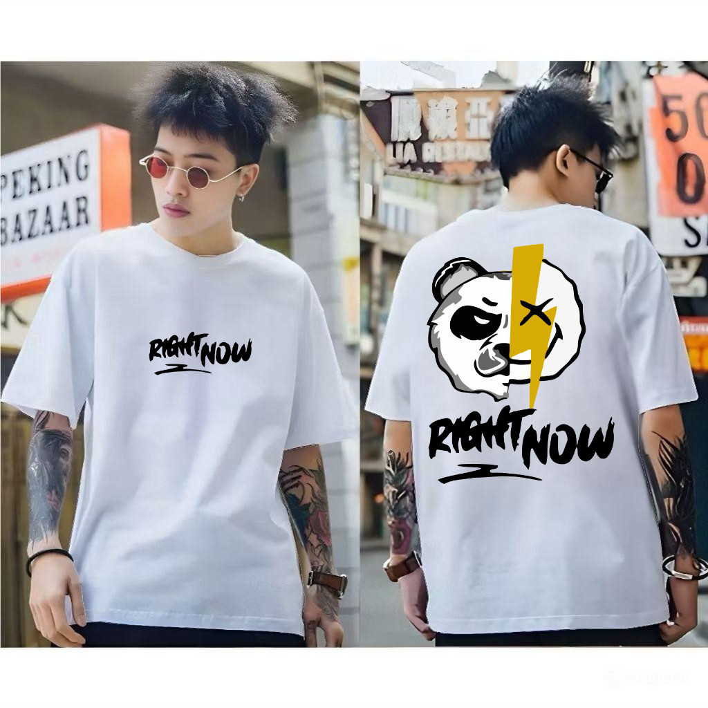 Kaos Distro Pria sablon depan belakang Right now Baju cowok Kaos tshirt Dewasa atasan cowok