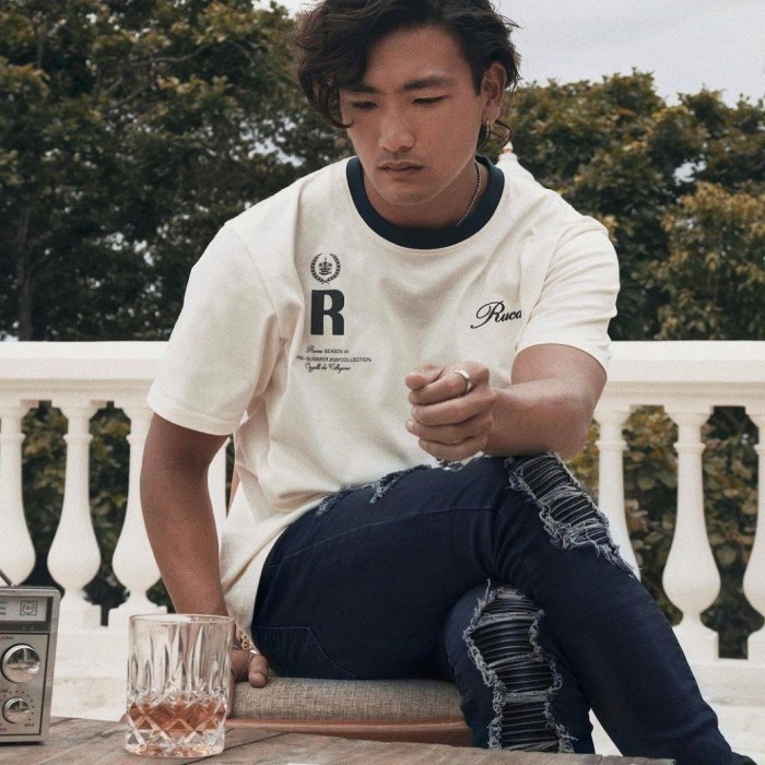 【HOT】 Rucas Hand Painted Palm Tree T-shirt Season 10 (original) pria wanita Original Invoice