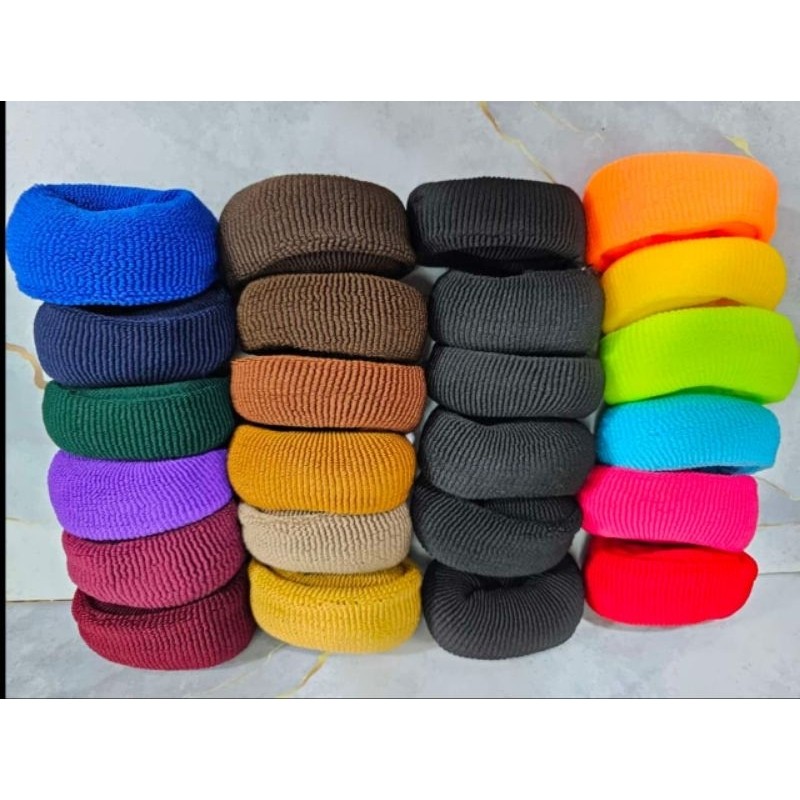 ikat rambut handuk donat tebal  12 pcs  ikat rambut woll handuk