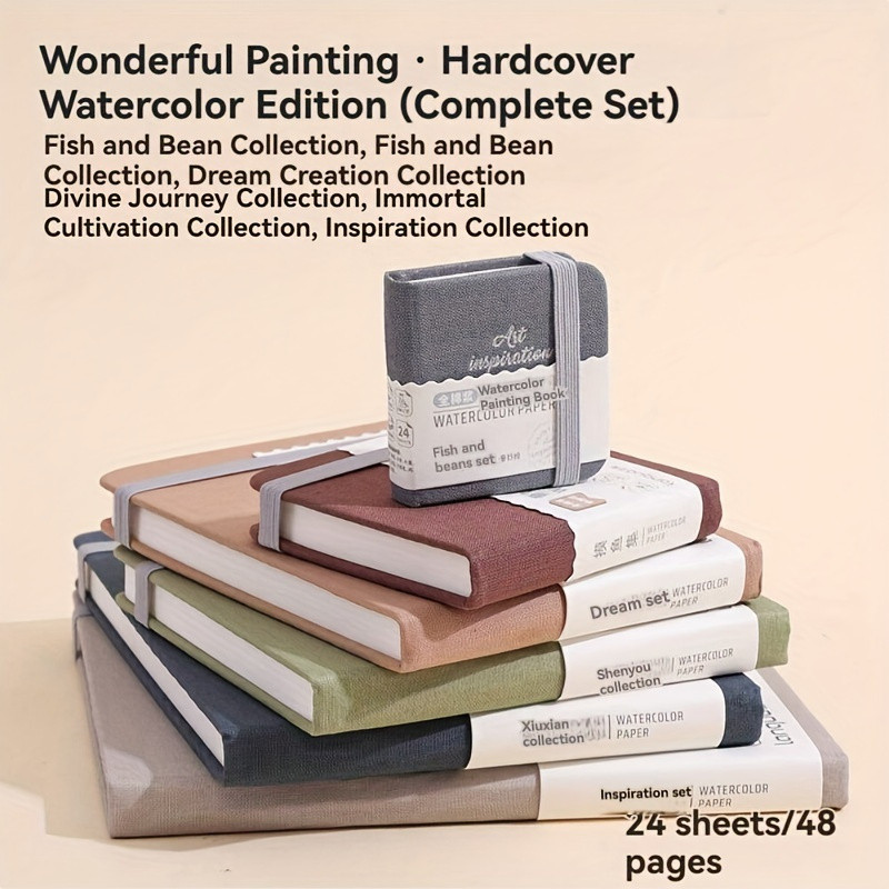 

Premium 300GSM Pulp Watercolor Sketchbook - 48 Pages Tear-Resistant Acid-Free Paper Portable Art Drawing Pad in Multiple Sizes