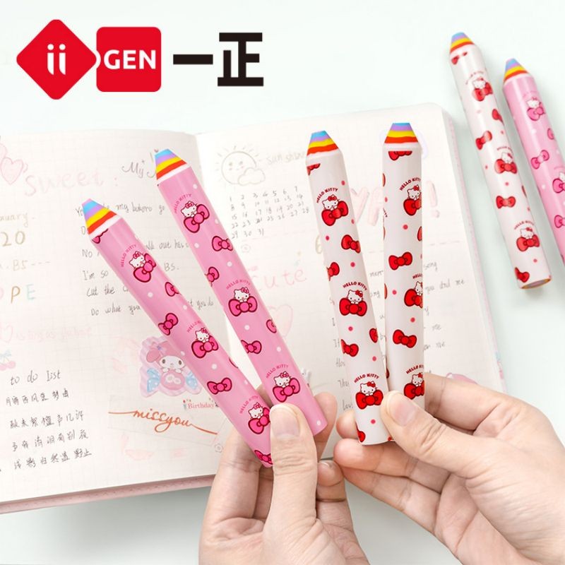 

1pcs Sanrio KT Carton Rainbow Eraser Creative Rubber Colorful Pencil Shaped Children School Student Stationery Random Color