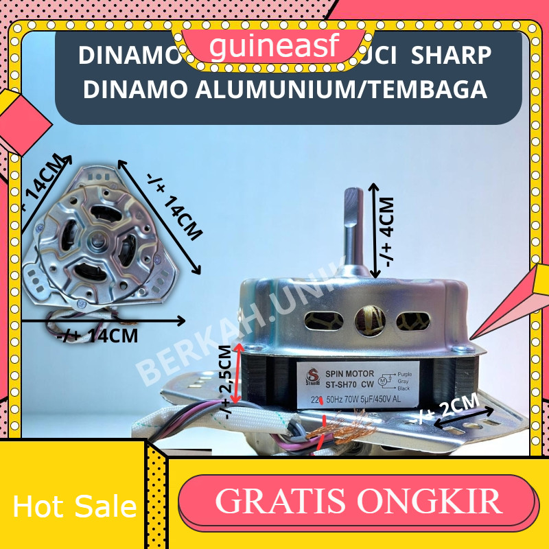 Dinamo Spin Motor Pengering Mesin Cuci Sharp 2 Tabung -  Motor Pengering untuk Mesin Cuci Sharp 2 Ta