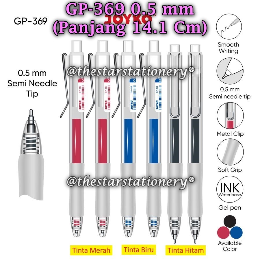 

(1 Pak/12) GROSIR Gelpen JOYKO GP-369 Metaru Gel Hitam 0.5 Gel Pen Pulpen Pena Joyko GP-369 (Pak/12)