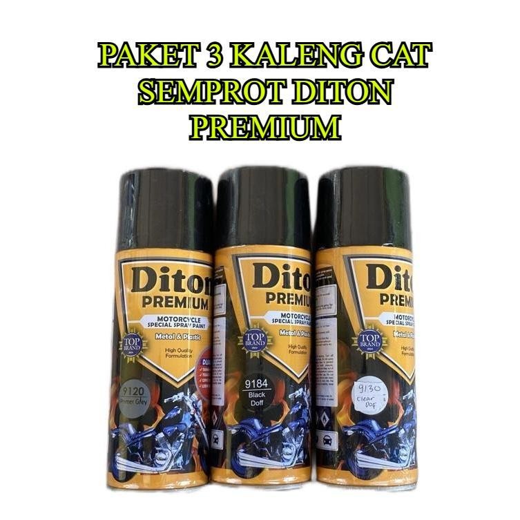 Diton Premium Paket 3 Kaleng 400cc – Pilihan Warna Glossy, Doff, Metallic, Gold, Putih – Cat Semprot